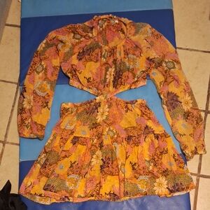 A.L.C. Multicolor Floral Cutout Dress